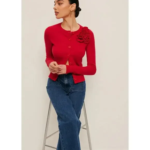 3D Floral Accent Cardigan - Picture 2 of 6